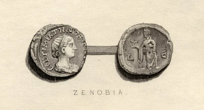 Reconstituire a unei monede din timpul Zenobiei,  când Palmira era colonie romană (sec. III e.n.)