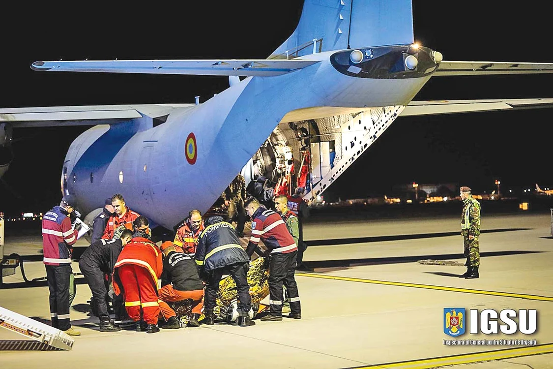 Un avion Spartan dotat pentru  misiuni de evacuare medicală,  gata să transporte răniţii la Spitalul de Urgenţă Cluj