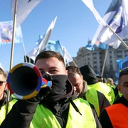 Protest organizat de Sindicatul Național al Poliţiştilor şi al Personalului Contractual în Bucuresti. FOTO Inquam Photos / George Călin