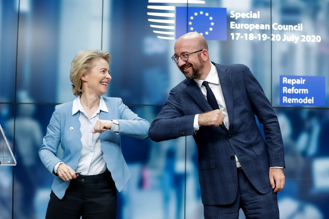 Preşedinta Comisiei Europene Ursula Von Der Leyen şi Preşedintele Consiliului European Charles Michel