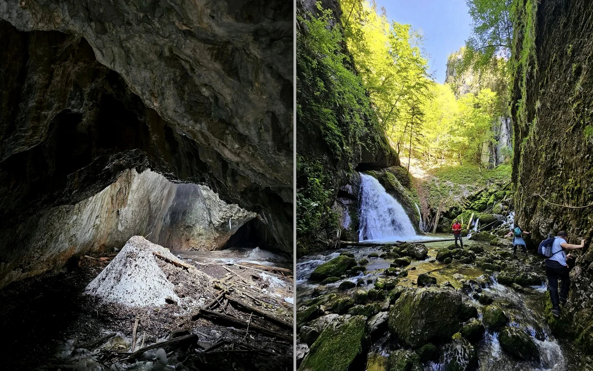 Ghețarul Focul Viu și Cascada Evantai  Foto: Marius Turc