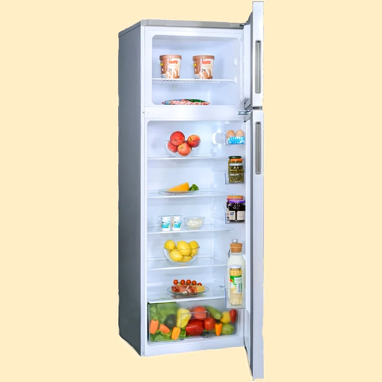 Cel mai apreciat frigider din top: rating 4,5+ pe eMAG, deschis, plin cu alimente Sursă eMAG