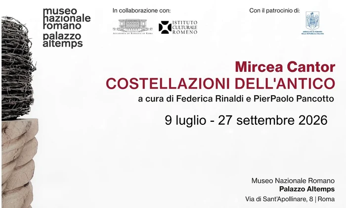 Afis Expoziția „Mircea Cantor – Constelații ale Antichității” la Roma jpg