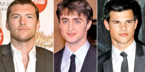 De la stânga la dreapta: Sam Worthington, Daniel Radcliffe şi Taylor Lautner