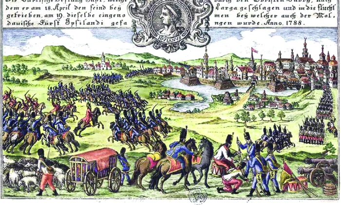 Iaşi, 1788, asaltul armatei habsburgice (gravură din colecţia Bibliotecii Academiei Române)