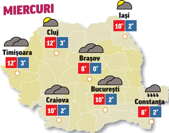 Prognoza meteo 11 martie anunță că vor cădea precipitații