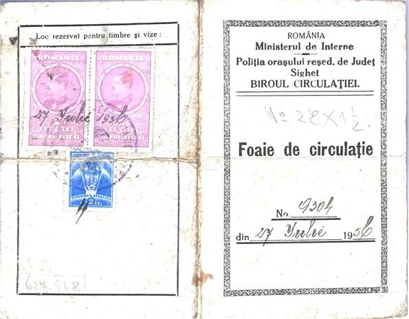 Permis de circulație, 1936 (© Colecția Muzeului Maramureșan, Fond Alexy Andrei)