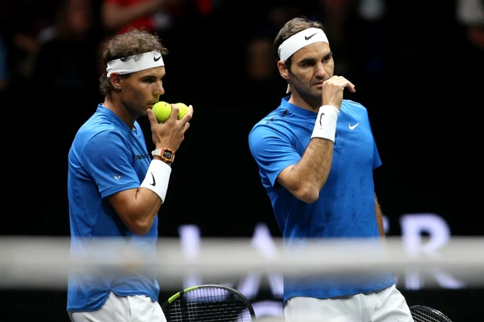 Rafael Nadal și Roger Federer au jucat la dublu în 2017, la Laver CupFoto: EPA