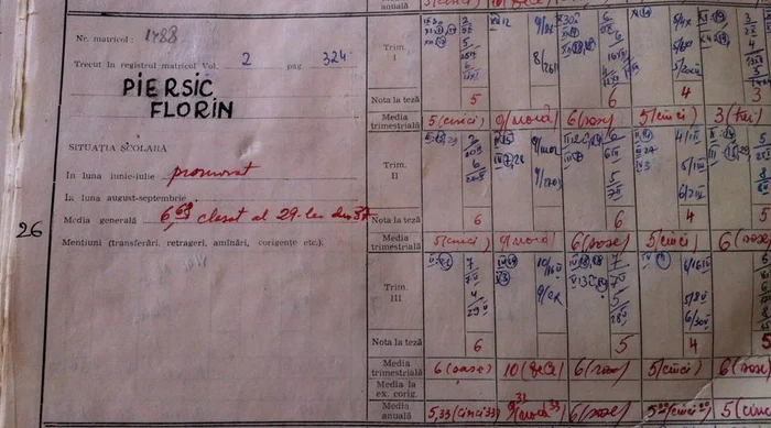 Florin Piersic nu era prea bun la matematică. Avea media 3