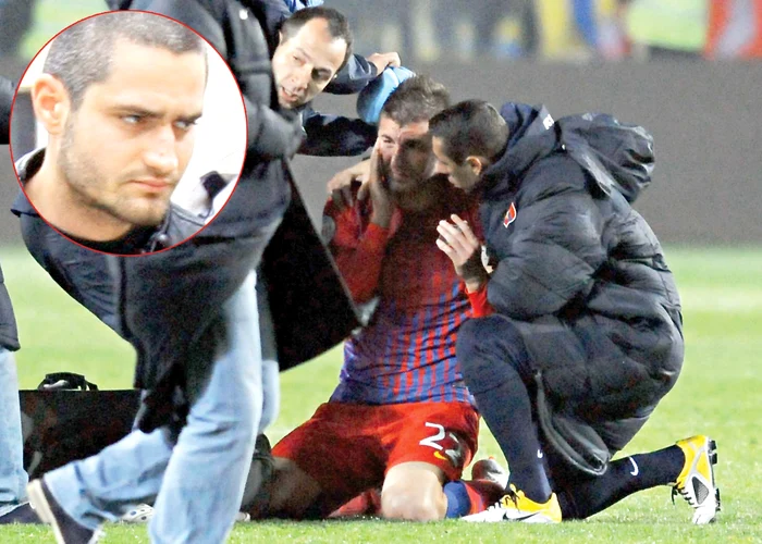 
    Galamaz a fost lovit  în pomete şi a jucat  două luni cu o  cască de protecţie  