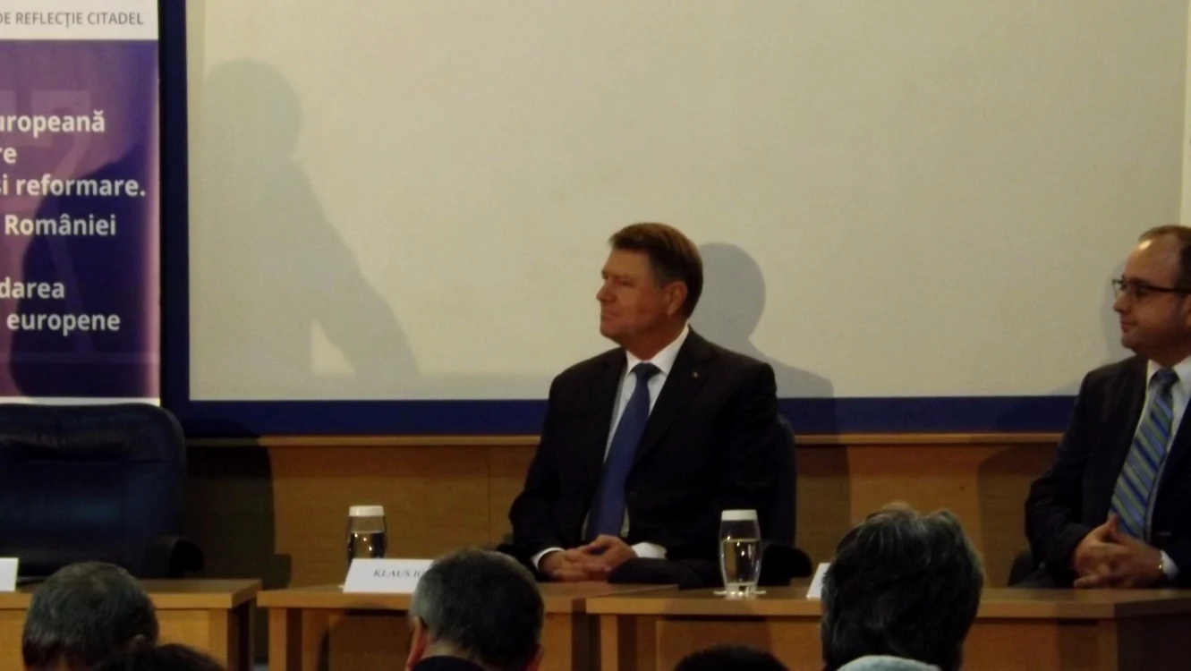 Klaus Iohannis la dezbaterea de la Cluj. FOTO: Remus Florescu