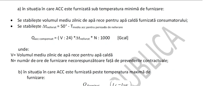 Formula pentru acordarea de despăgubiri în cazul furnizării deficitare a apei calde