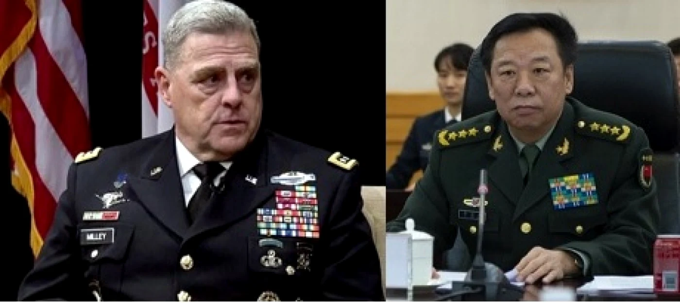 Generalii Mark Milley şi Li Zuocheng. Sursa: A.P.