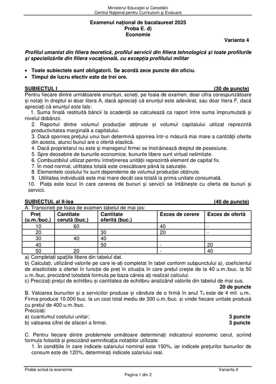 Bacalaureat 2025 - sesiunea de toamnă. Elevii au susținut proba la alegere a profilului. Subiecte și bareme de corectare 18 image
