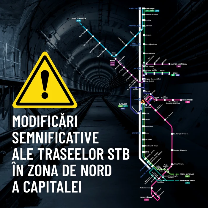 Modificări ale traseelor STB în zona de nord a Capitale