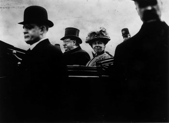 Preşedintele William Howard Taft împreună cu soţia sa,  Helen Herron Taft. 4 martie 1909