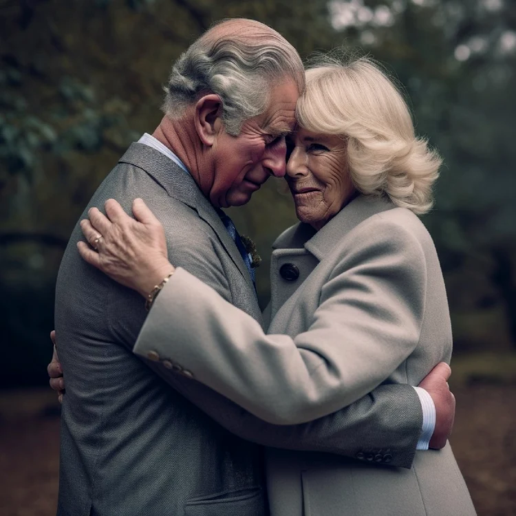 Regina Camilla si Regele Charles in ipostaze tandre, fotografii realizate cu AI Instagra,, (5) jpg