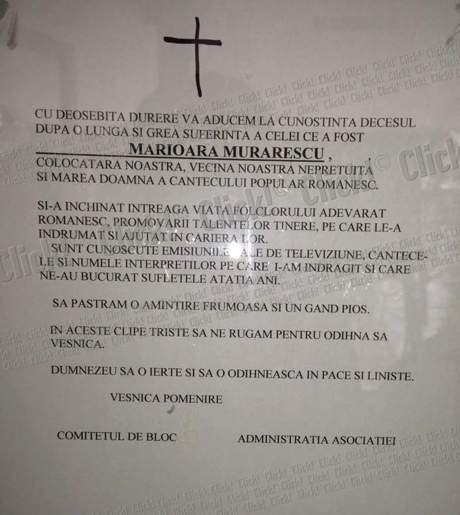 Mesajul vecinilor pentru Marioara Murărescu