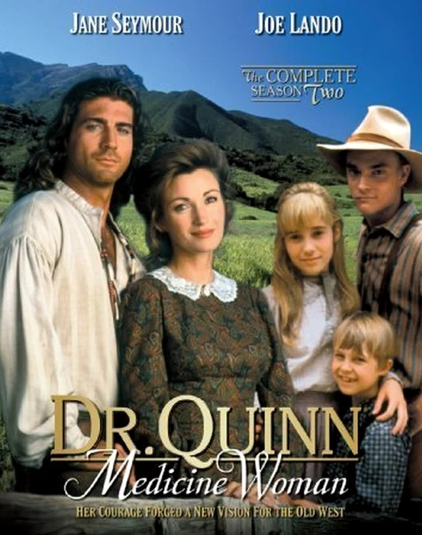 Distribuţia serialului "Dr. Quinn", aşa cum apare pe coperta DVD-ului cu sezonul al doilea