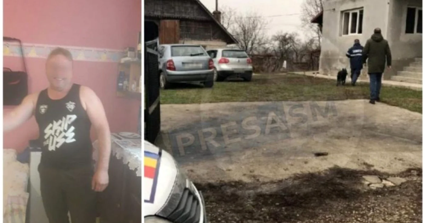 Bărbatul reţinut (foto stânga) şi Teba în căutarea de probe (foto dreapta). FOTO: Presasm.ro