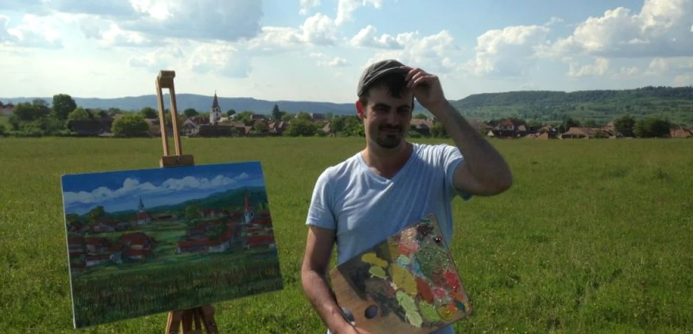 Lee Vasu, pictand la Arpasu - Foto Arhiva Personala