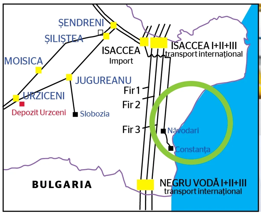 harta conducte t2 si t3 romania gazprom