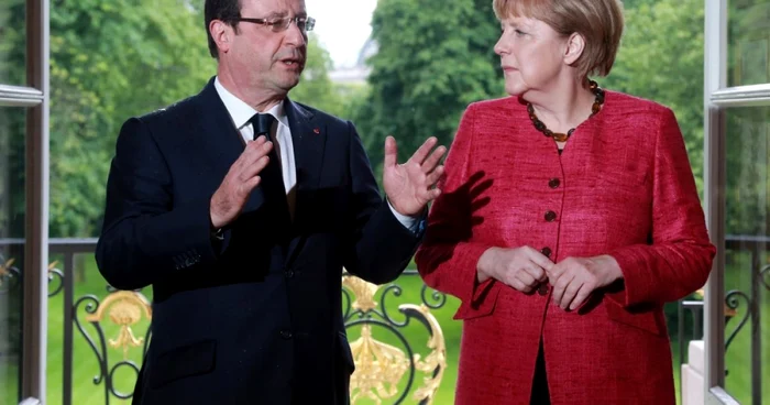 Preşedintele francez Francois Hollande şi cancelarul german Angela Merkel FOTO Reuters