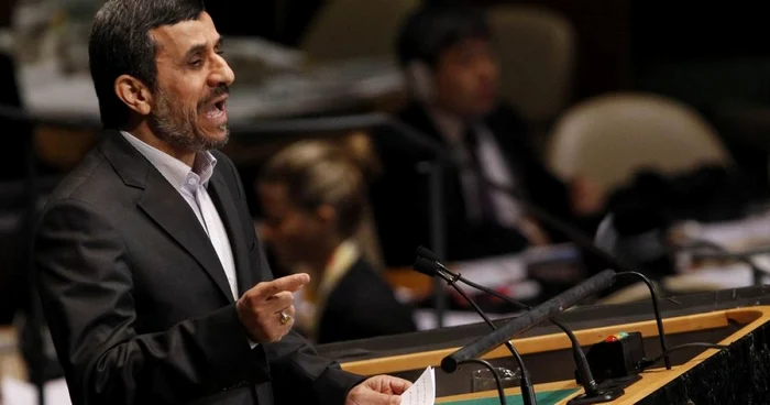 Preşedintele Iranului, Mahmoud Ahmadinejad, în timpul discursului susţinut la Adunarea Generală a Organizaţiei Naţiunilor Unite, desfăşurată în septembrie 2012 FOTO: Reuters