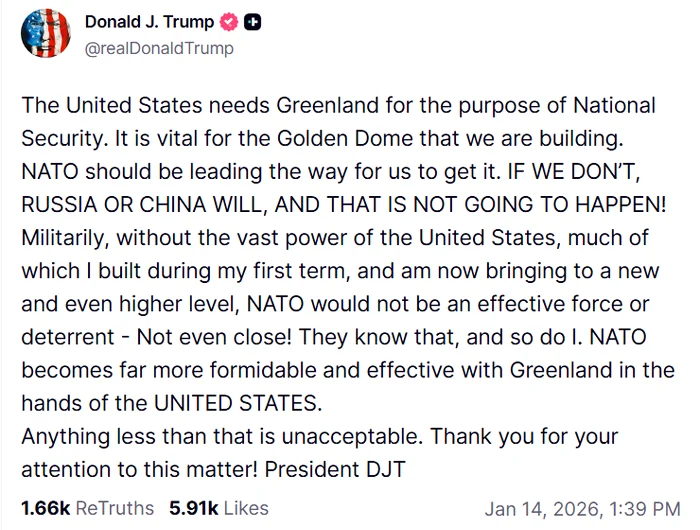 FOTO Donald J. Trump / Truth Social