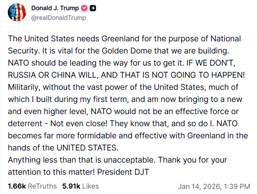 FOTO Donald J. Trump / Truth Social