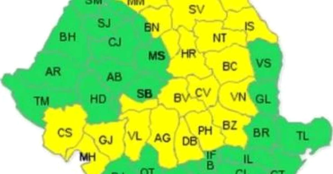 Avertizarea de cod galben va intra în vigoare din această noapte