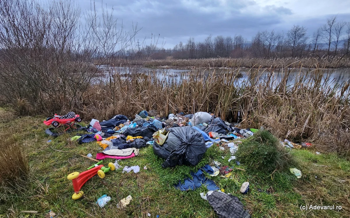 Deșeuri aruncate pe malul Streiului, la Bretea Română. Foto: Daniel Guță.