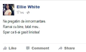 Mesajul prin care Ellie White anunţa decesul tatălui ei jpeg