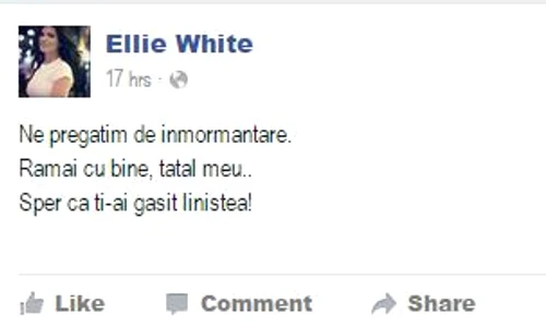 Mesajul prin care Ellie White anunţa decesul tatălui ei jpeg