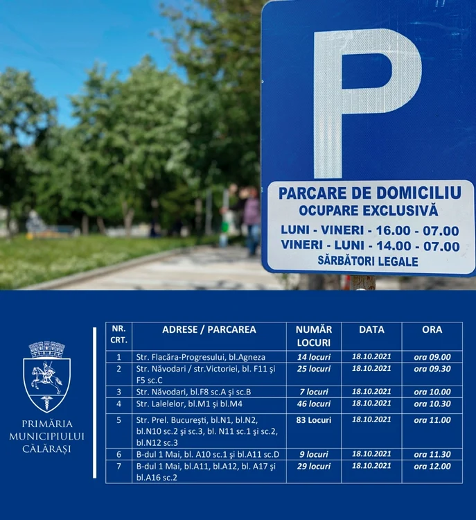 O nouă etapă pentru atribuirea locurilor de parcare FOTO Facebook/PMC