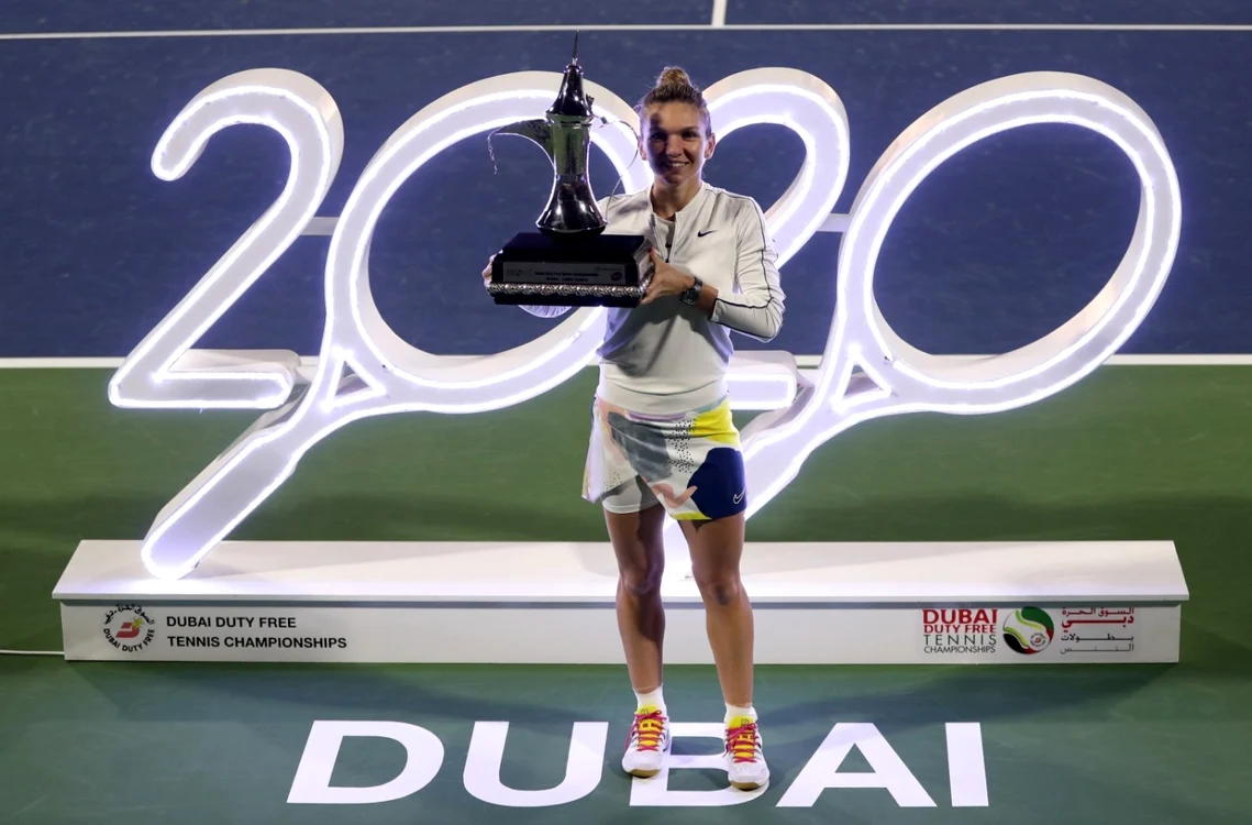 Simona Halep, în finala de la Dubai. Foto: EPA