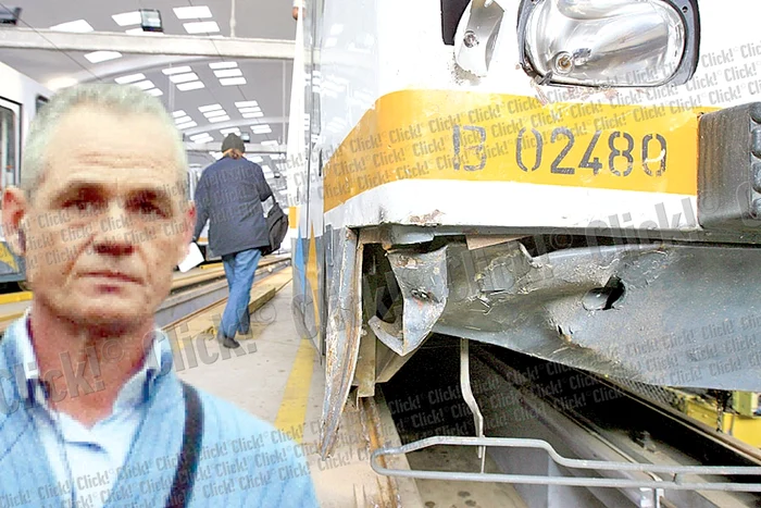 
    Partea  dreaptă-faţă  a tramvaiului  e serios avariată  