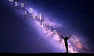 numerology concept with woman full shot jpg