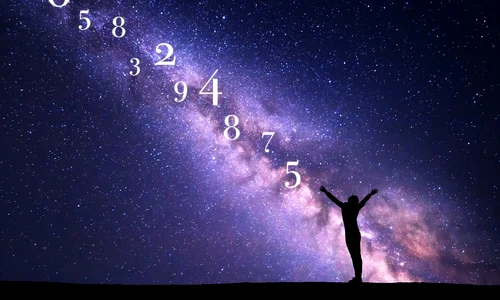 numerology concept with woman full shot jpg
