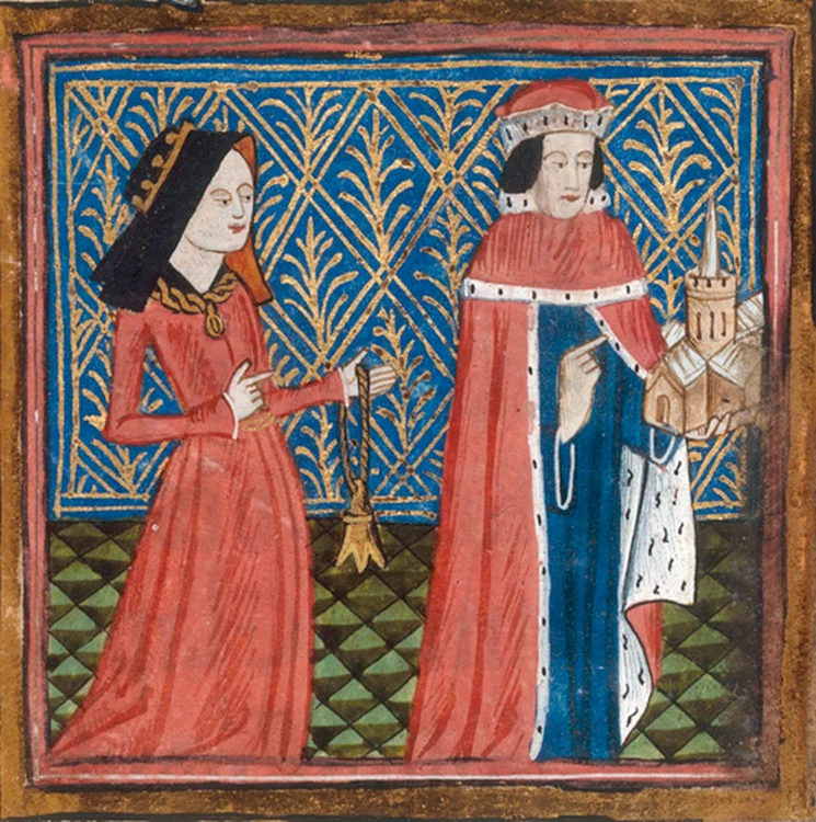 Eleanor Cobham și soțul ei, Humphrey de Lancaster, într-o ilustrație din 1431