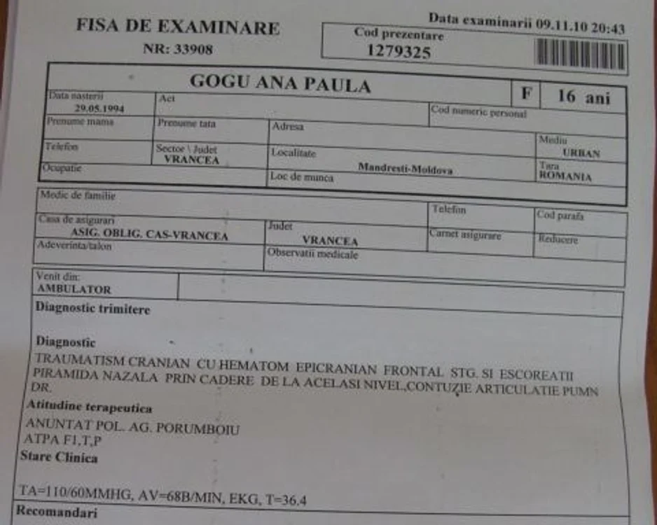 fisa medicala Ana Gogu