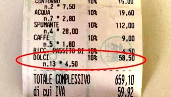 Bonul postat de femeie pe rețeaua socială. Foto: La Stampa