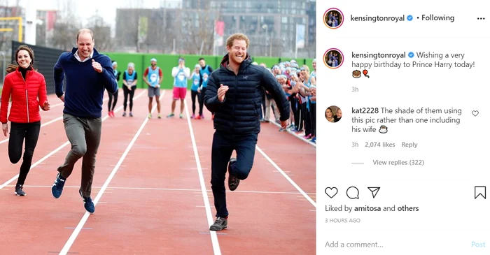 
    Kate Middleton, prințul William și prințul Harry, într-o imagine din vremurile în care cei trei se înțelegeau perfectfoto: Instagram  