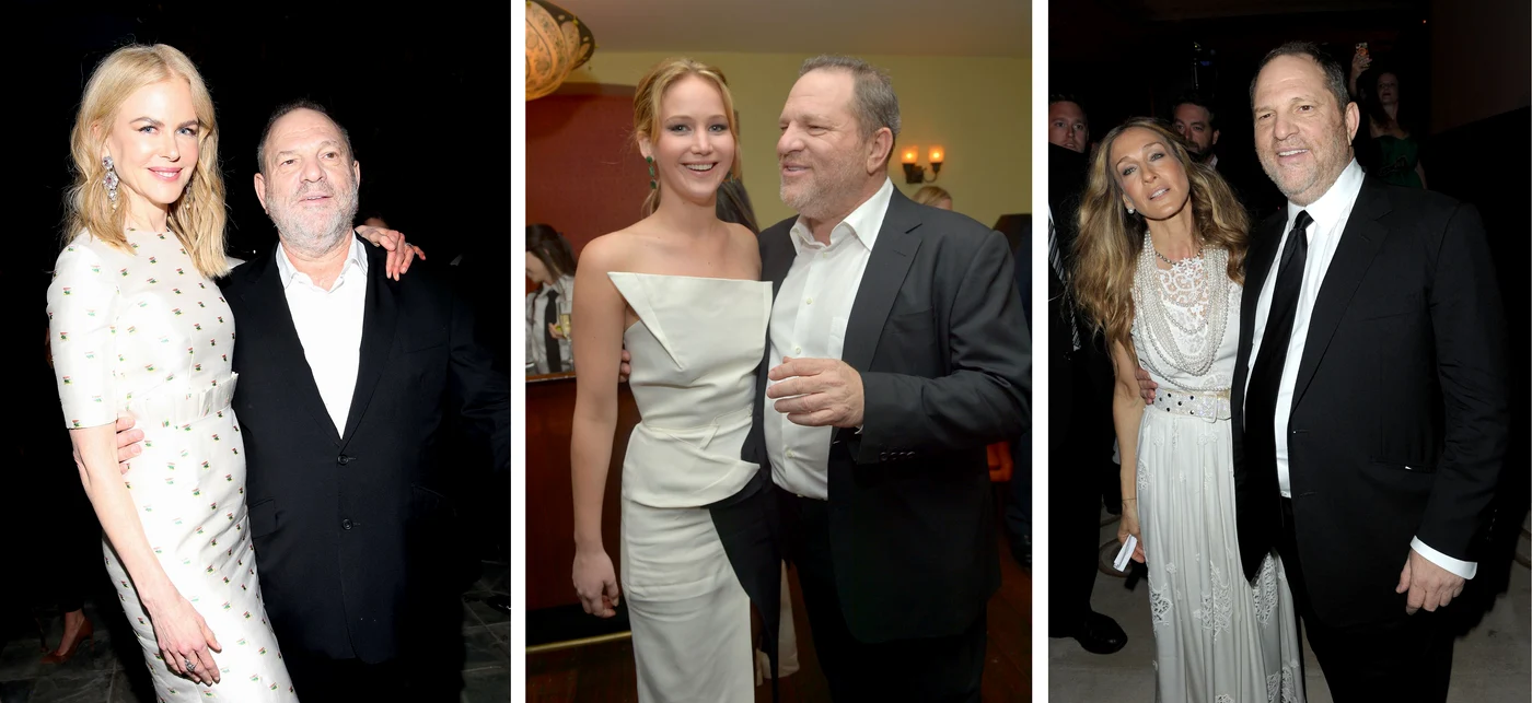 
    Renee Zellweger, producătorul Harry Weinstein și regizorul Anthony Minghella, la o petrecere din 2016 în Los AngelesGetty Images  
