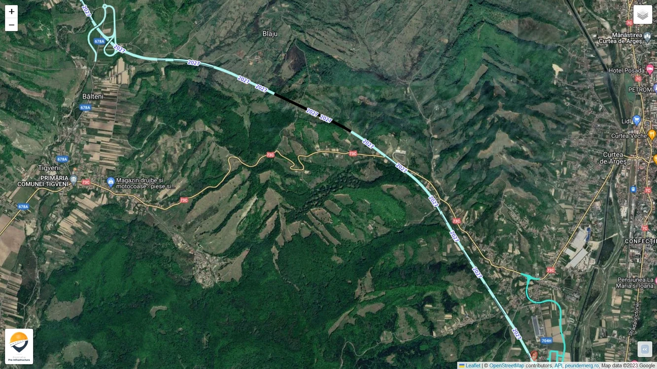 Harta secțiunii 4 a Autostrăzii Sibiu-Pitești, Foto: Facebook API