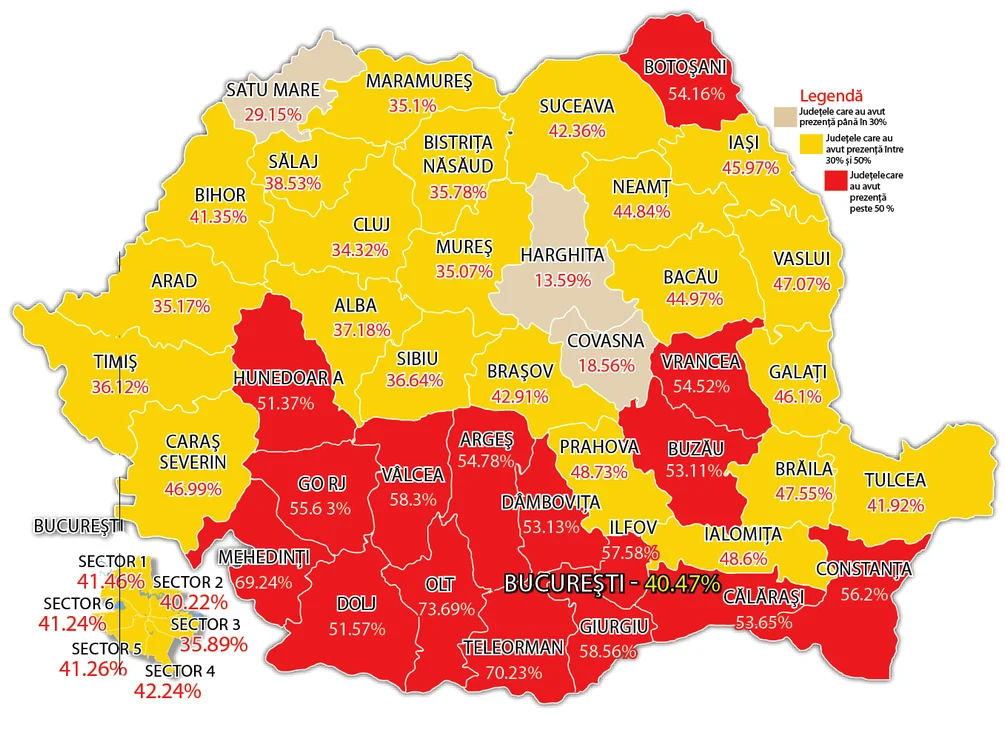 Bucureşti. Prezenţa la vot a fost de 40,47 %