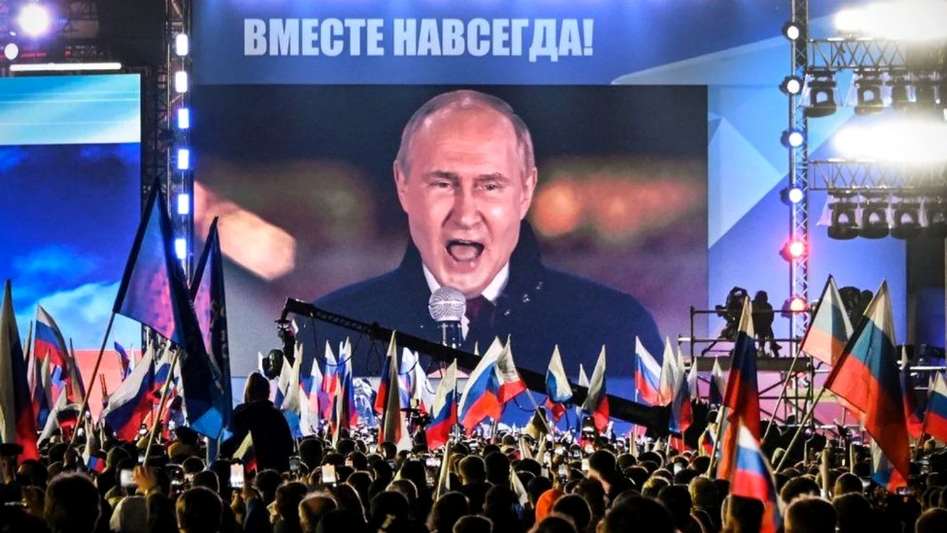Vladimir Putin sărbătorea anexarea regiunilor ucrainene ocupate în septembrie. Foto: Getty Images