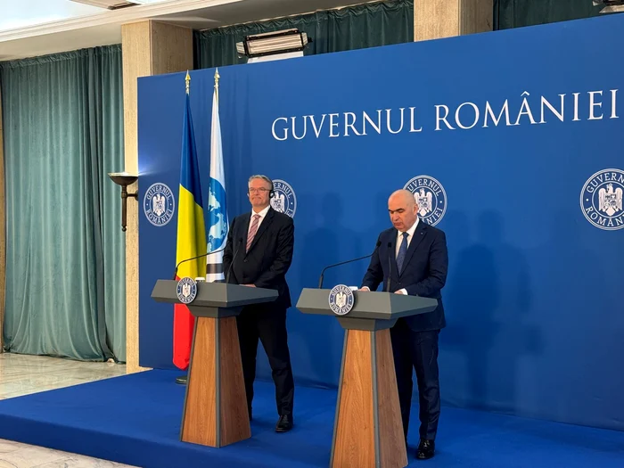 Premierul Ilie Bolojan și secretarul general al OCDE, Mathias Cormann. Foto: Adevărul