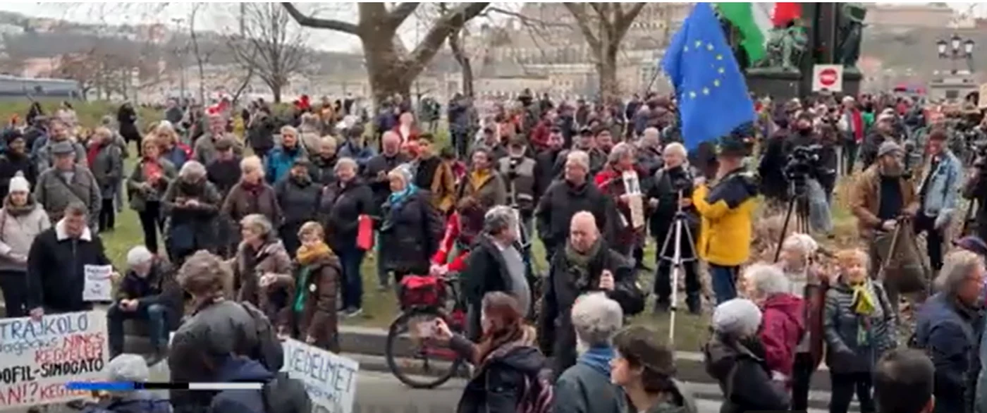 Protest la Budapesta. FOTO captura video Euronews (magyarul) 
