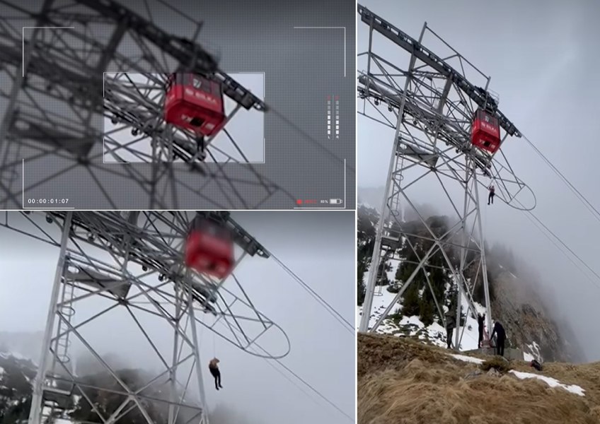 Turiști străini și un copil, blocați în telecabina de la Bâlea, la 25 de metri înălțime VIDEO